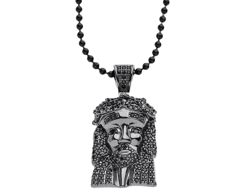 Iced Out Bling Micro Pave Chain - MINI JESUS black - Black