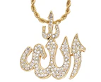 Iced Out Bling Hip Hop Chain - ALLAH gold - Gold
