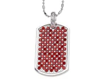 Full Iced Out Bling Baller Dog Tag - Red - Silver/Red