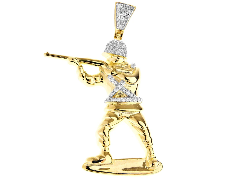 Premium Bling - 925 Sterling Silver Soldier Pendant gold - Gold