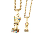 Iced Out Bling Mini Pendant Chain Set - 2 x EGYPT QUEEN gold - Gold