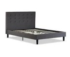 Istyle Alexis Button King Bed Frame Fabric Grey