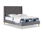 Istyle Perone King Bed Frame Fabric Grey