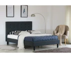 Istyle Alexis Button Double Bed Frame Fabric Charcoal