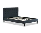 Istyle Alexis Button Queen Bed Frame Fabric Charcoal