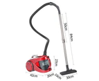 2800W Bagless Cyclone Vacuum Cleaner With HEPA Filter and Foot Pedal - Suitable for Carpet and Floor Board Cleaning - Red