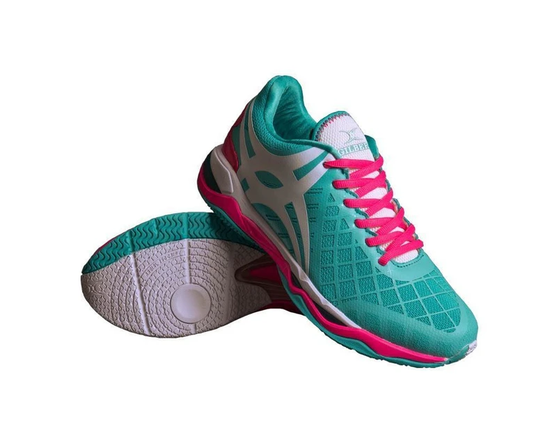 Gilbert Women's Synergie Pro Netball Shoe-Green/Pink