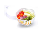 Instant Salad PP Vegetable Fruit Bowl Maker Chopper Slits Rinse Strain Chop in Seconds - White