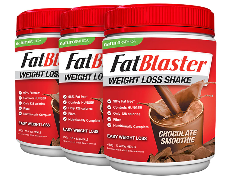 3 x Naturopathica FatBlaster Weight Loss Chocolate Smoothie Shake 430g