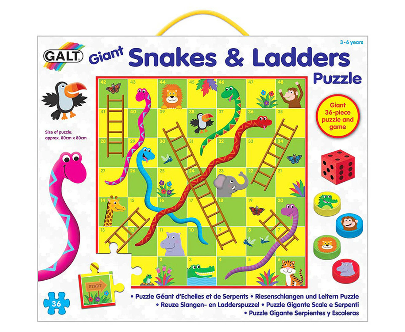 36pc Galt Snakes And Ladders Kids/Childrens Giant Floor Jigsaw Puzzle 3y+