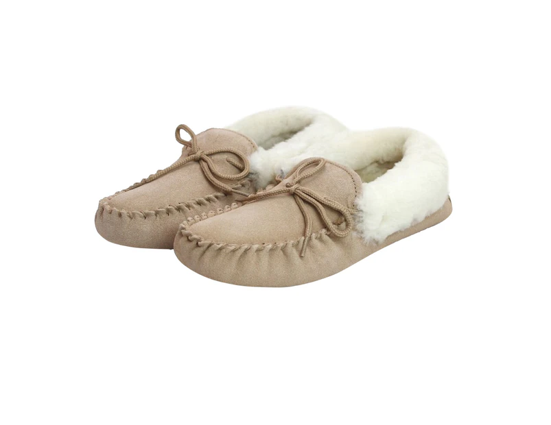 Eastern Counties Leather Womens Hard Sole Sheepskin Moccasins (Camel) - EL228