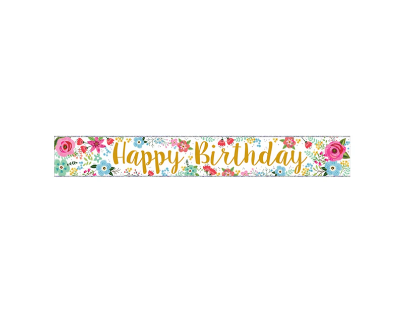 Simon Elvin Foil Banner Happy Birthday Flowers (Multicoloured) - SG14671