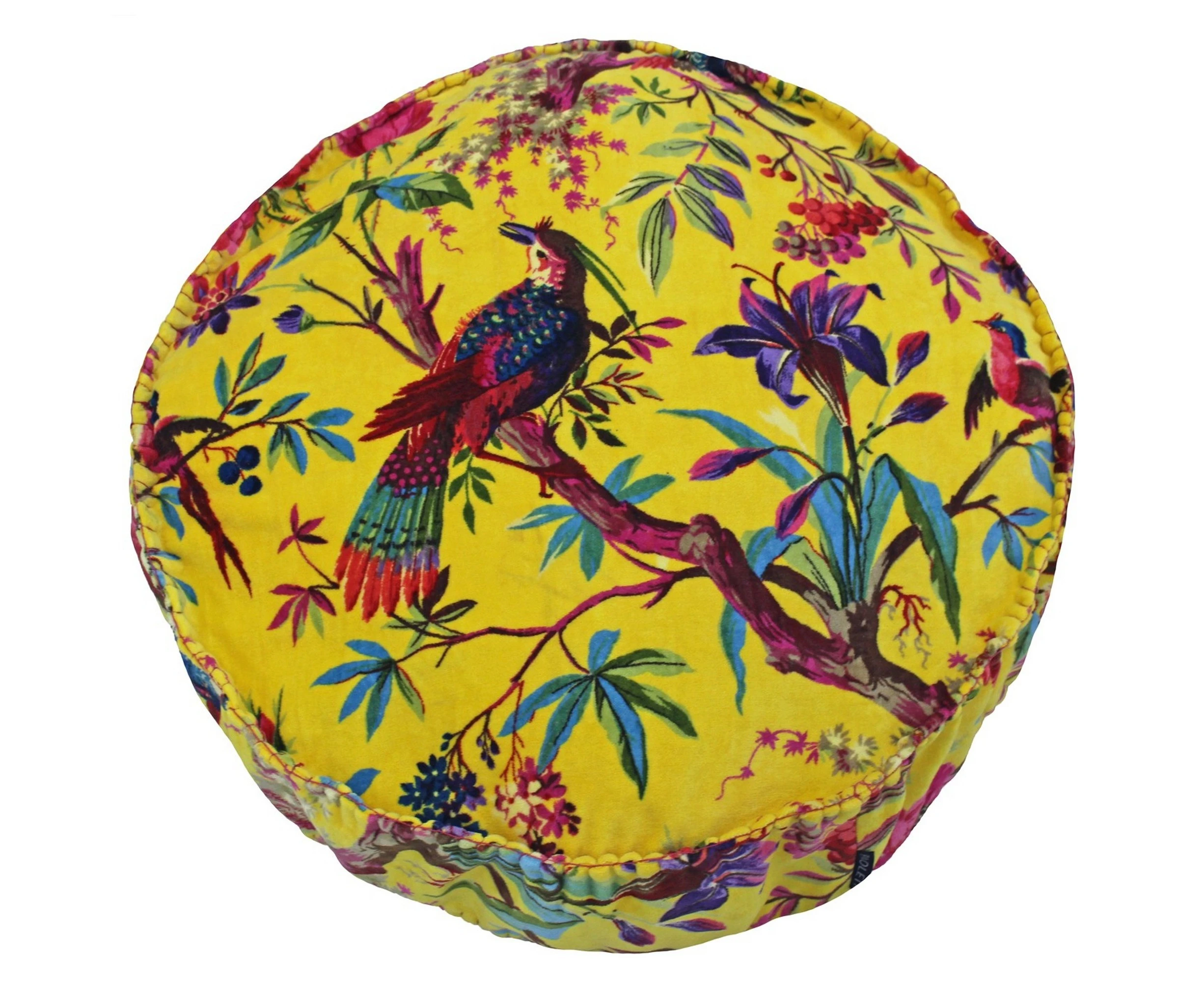 Riva Home Birds Of Paradise Floral Pattern Round Cushion Cover (Yellow/Multicoloured) - RV1153