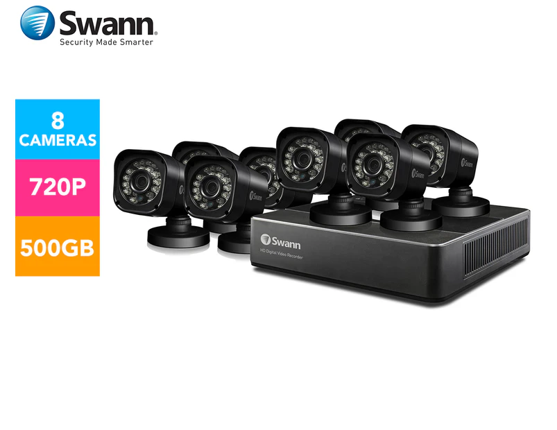 Swann Home Security DVR8-1590 8-Channel 720p Digital Video Recorder & 8 x PRO-T835 Cameras