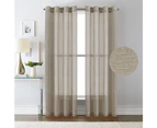 2x Linen Sheer Curtains Primitive Light Filtering Window Curtain Draperies for Bedroom / Living Room Privacy Added Natural Look Eyelet Top - Taupe