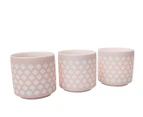 Set of 3 Ceramic Votive - Electic Flower - Pink
