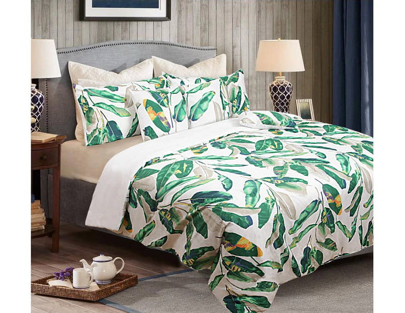 6 Pieces Bedroom Packs  Queen Size Bed Doona Quilt / Comforter Set Coverlet 220x220cm Leave
