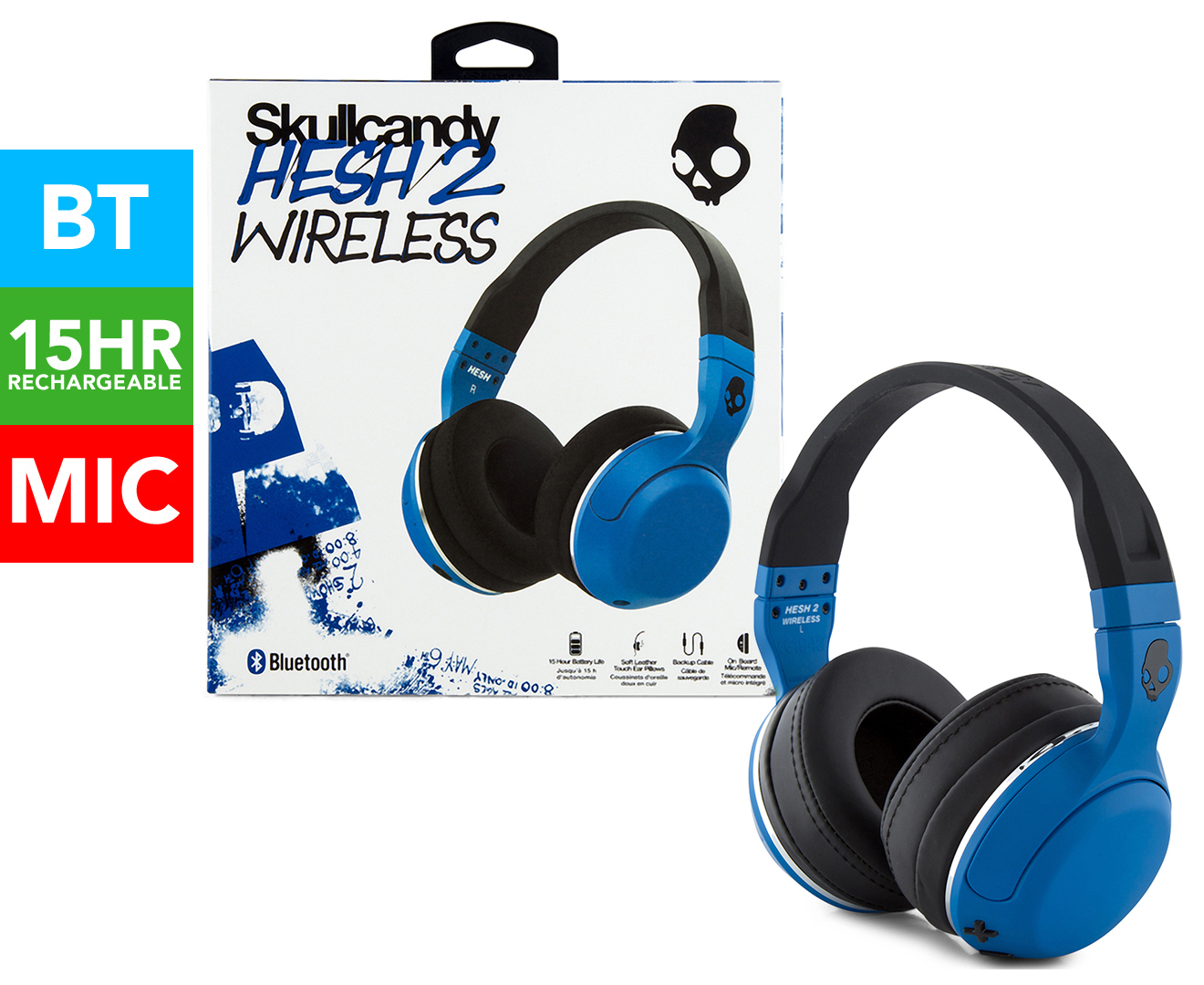 Skullcandy Hesh 2 Wireless Over Ear Headphones Black Blue