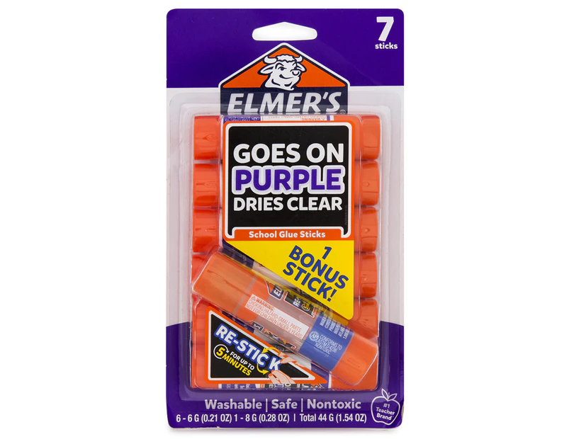 Elmer's Washable Disappearing Purple Glue Sticks + Re-Stick Glue Stick 7-Pack