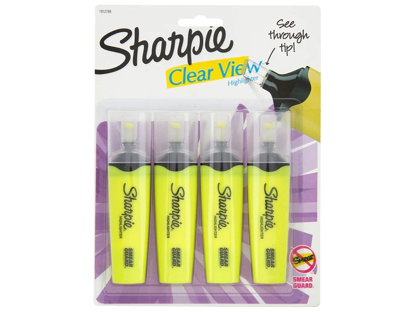 Sharpie Clear View Highlighter 4-Pack - Yellow