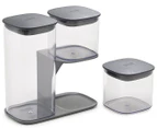 Joseph Joseph Podium 3-Piece Storage Jar Set w/ Stand - Grey