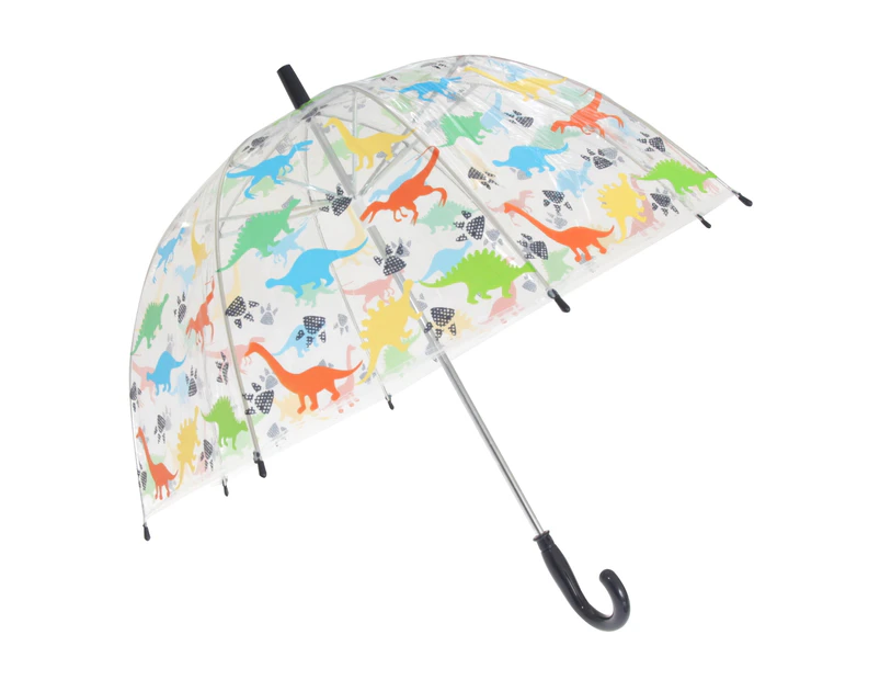 X-Brella Childrens/Kids Transparent Dinosaur Themed Stick Umbrella (Multicoloured) - UM325