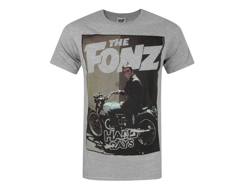 Happy Days Mens The Fonz T-Shirt (Grey) - NS4072