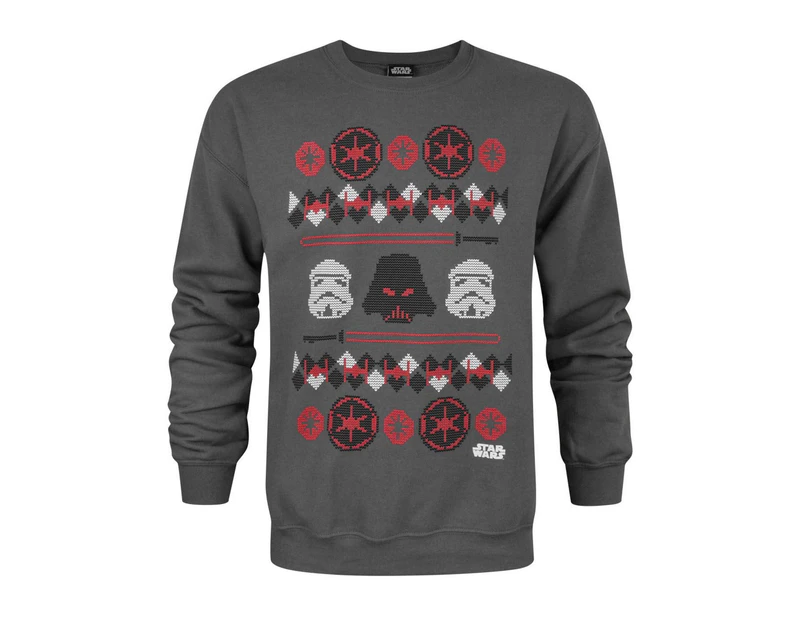 Star Wars Mens Darth Vader Fair Isle Christmas Sweater (Charcoal) - NS4108