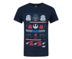 Star Wars Mens Dark Side Fair Isle Christmas T-Shirt (Blue) - NS4109