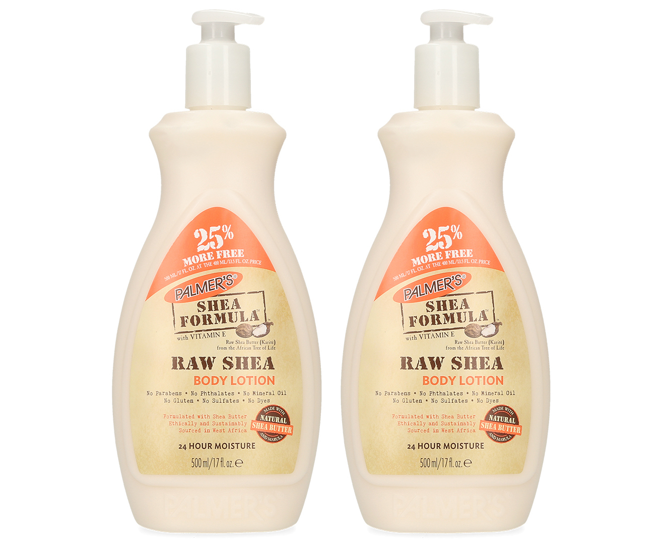 2 X Palmers Raw Shea Body Lotion 500ml Nz 7053