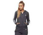Adidas Women's Essentials 3-Stripes Full Zip Hoodie - Dark Grey/White