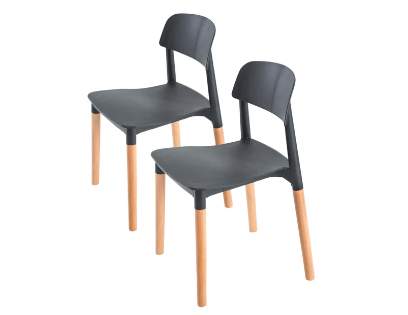 2X Retro Belloch Stackable Dining Cafe Chair BLACK