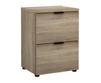 Rico 2 Drawer Filing Cabinet Office Shelves Storage Cupboard - Light Sonoma Oak