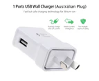 2A AU Plug + iPhone USB Cable Wall Home Quick Charger Charging -Navy blue