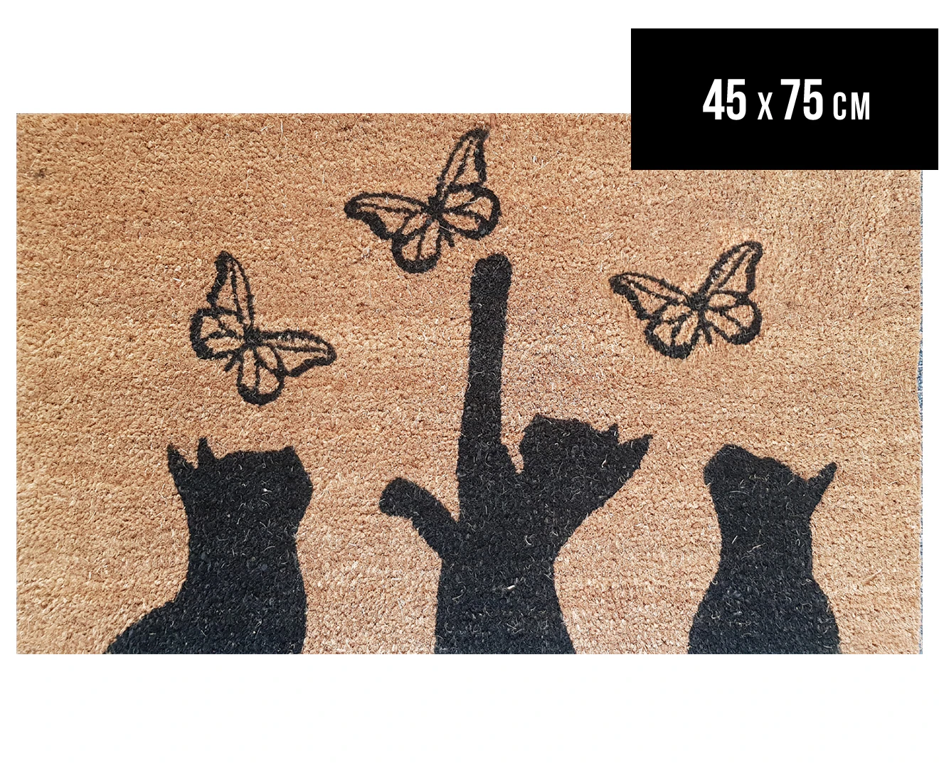 Solemate Latex B Kitten Butterfly Mat 45x75cm Fair Trade  Pets Natural & Black