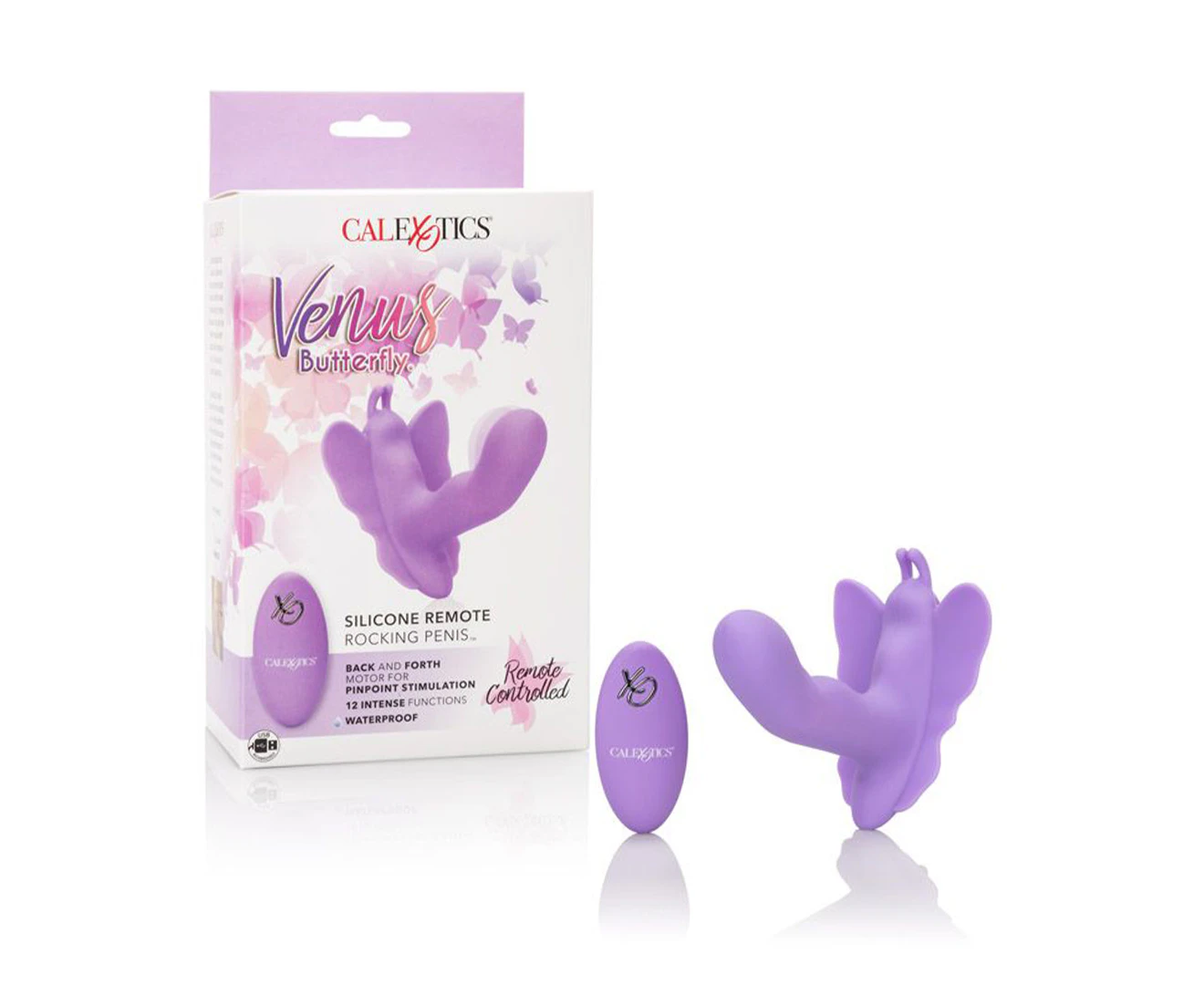 Venus Butterfly Silicone Remote Rocking Penis - Purple 