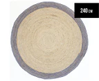 Capri 240cm Basket Weave Jute Rug - Navy/Natural