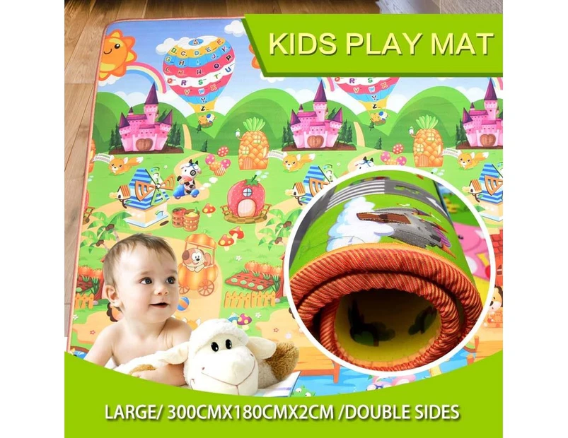 3x1.8m 20mm Thick Double Sided Baby Play Floor Mat Animal & Alphabet Patterns