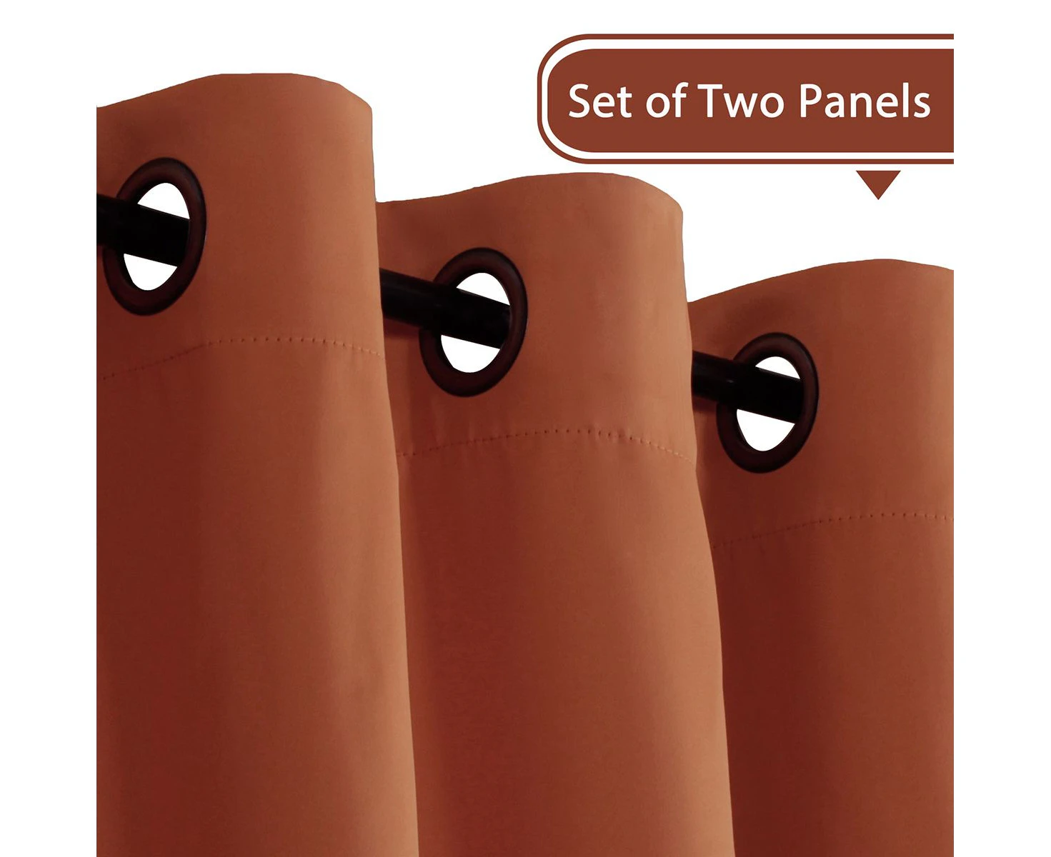 Blockout Kids Room Curtains Pair for Bedroom (2 Panels) Window Treatment Eyelet Blackout Curtains Draperies, Burnt Orange