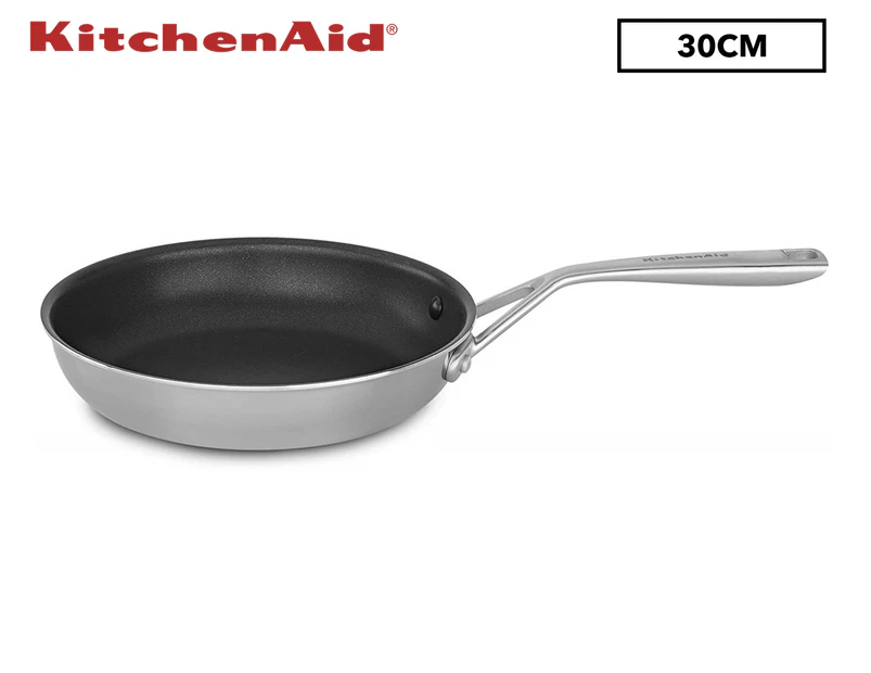 KitchenAid Tri-Ply 30cm Stainless Steel Nonstick Frypan - Silver/Black