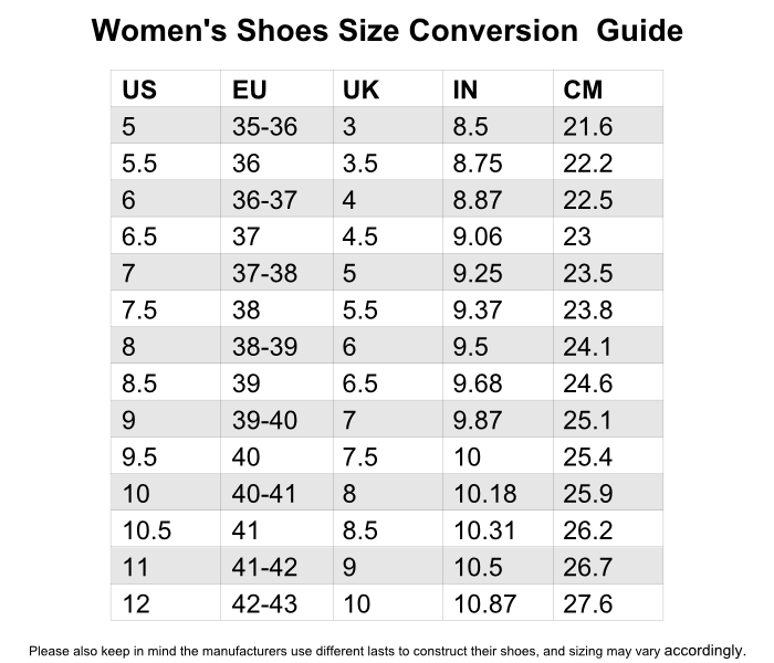 bandolino shoe size chart