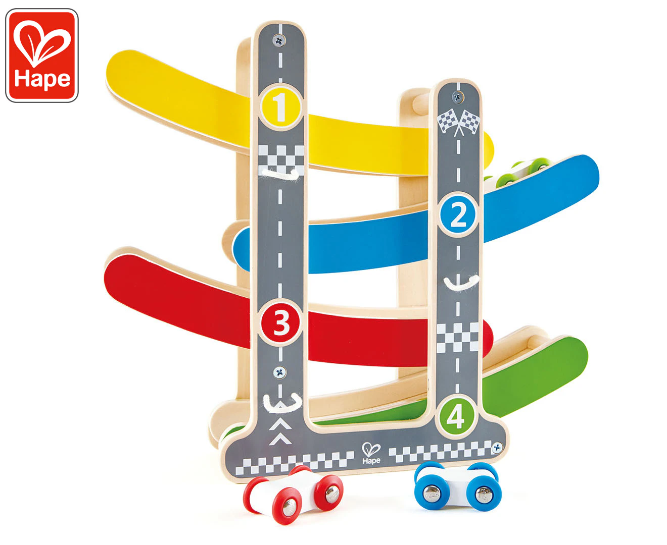 4pc Hape Fast Flip Wooden Racetrack Toddler 18m+ Racing/Race Track Game Play Toy