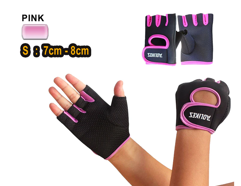 Latest Premium Women Gym Gloves Cycling Weight Lifting Mittens  Fitness Pink Colors -Size S