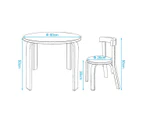 New Modern Stylish Kids Table Chairs Round Wooden Play Set in Light Cyan Colour