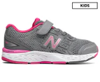 New Balance Girls' Pre-School 680 v5 Junior Velcro Running Shoe - Grey/Pink