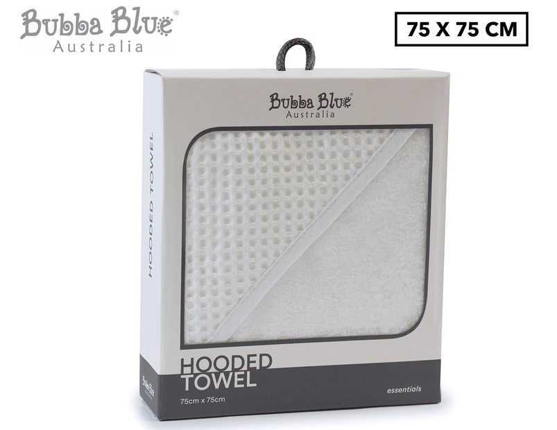 Bubba Blue 75x75cm Hooded Towel - White