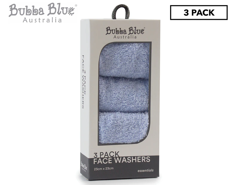 Bubba Blue Face Washers 3-Pack - Blue