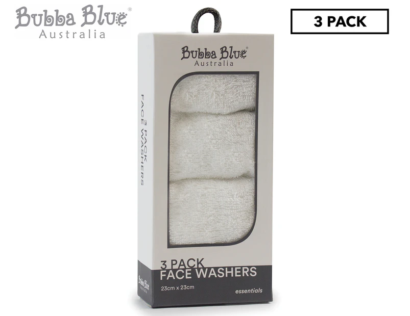 Bubba Blue Face Washers 3-Pack - White