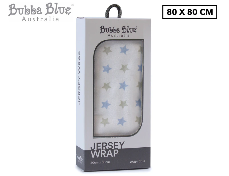 Bubba Blue 80x80cm Jersey Wrap - Blue/Grey Stars