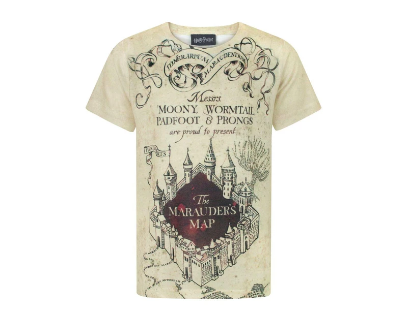 Harry Potter Childrens Boys Marauders Map Sublimation T-Shirt (White) - NS4786